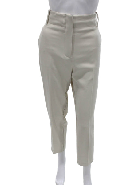 Pinko Womens Cropped Pants Beige Zip Polyester Size 6