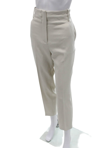 Pinko Womens Cropped Pants Beige Zip Polyester Size 6