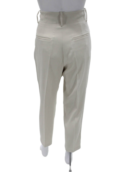 Pinko Womens Cropped Pants Beige Zip Polyester Size 6
