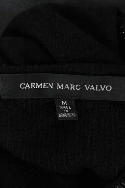 Carmen Marc Valvo Women Cardigan Set Black Cashmere Square Neck 3/4 Slv Size M
