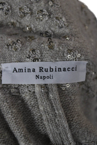Amina Rubinacci Women Striped Wool Collared Button Basic Jacket Gray Size 40