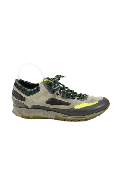 Lanvin Mens Suede Color Block Low Top Athletic Sneakers Shoes Brown Green Sz 9