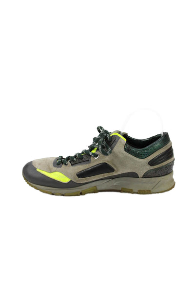 Lanvin Mens Suede Color Block Low Top Athletic Sneakers Shoes Brown Green Sz 9
