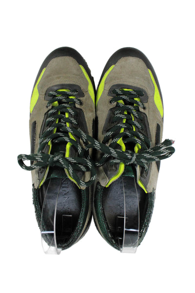 Lanvin Mens Suede Color Block Low Top Athletic Sneakers Shoes Brown Green Sz 9