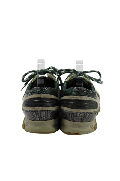 Lanvin Mens Suede Color Block Low Top Athletic Sneakers Shoes Brown Green Sz 9