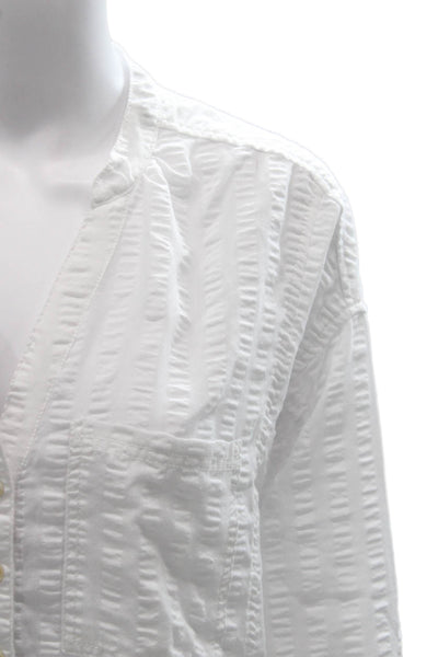 Pilcro Anthropologie Women Tunic White V-Neck Striped Long Sleeve Size S