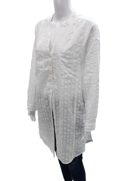 Pilcro Anthropologie Women Tunic White V-Neck Striped Long Sleeve Size S