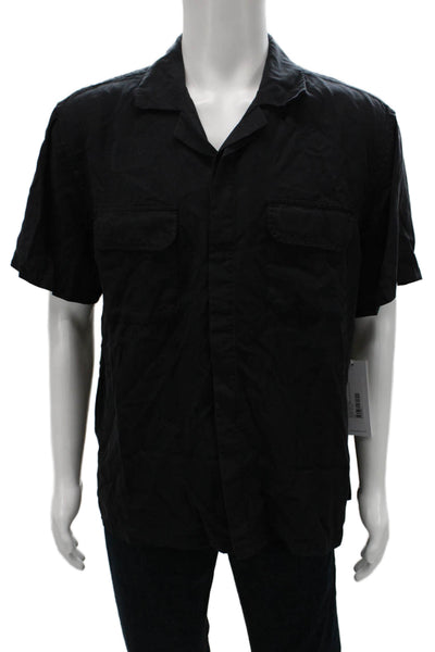 Saturdays NYC Mens Gibson Pigment Dyed Short Sleeve Shirt Black Size L
