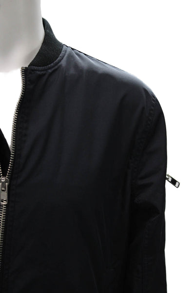 Topman Mens Bomber Jacket Blue Zip Polyester Solid Fall Size M
