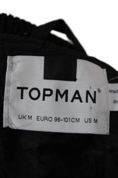 Topman Mens Bomber Jacket Blue Zip Polyester Solid Fall Size M