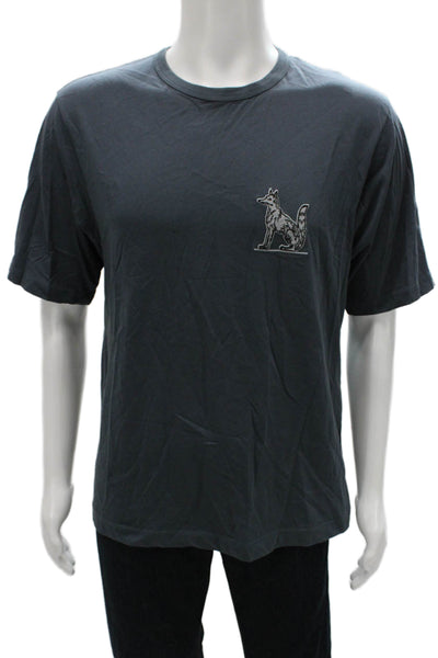 Dries Van Noten Mens T-Shirt Gray Cotton Graphic Crew Neck Size S