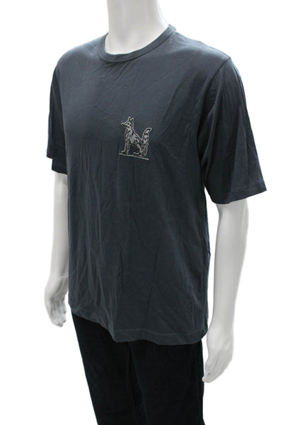 Dries Van Noten Mens T-Shirt Gray Cotton Graphic Crew Neck Size S