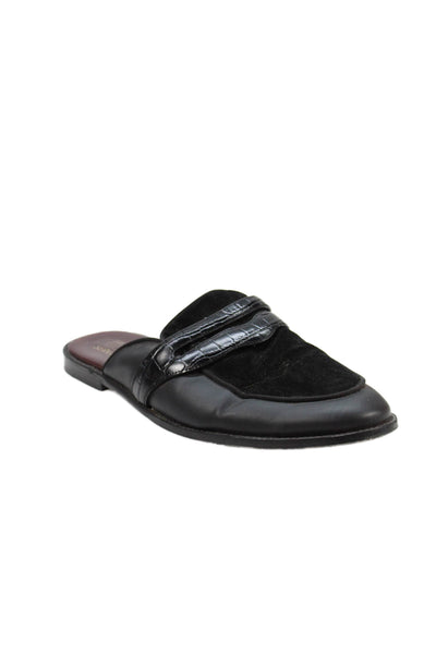 Human Recreational Services Mens Leather Slip On Mules Shoes Black Size 14