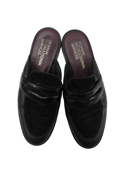Human Recreational Services Mens Leather Slip On Mules Shoes Black Size 14