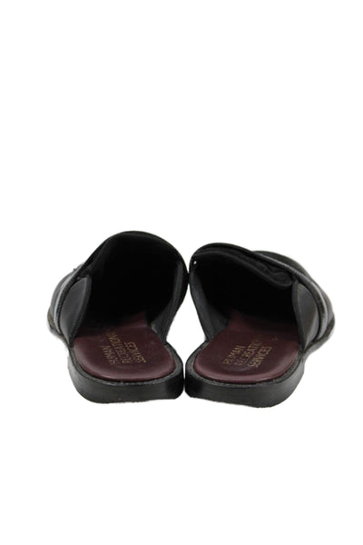 Human Recreational Services Mens Leather Slip On Mules Shoes Black Size 14