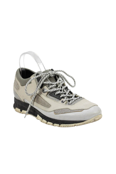 Lanvin Mens Suede Leather Lace Up Athletic Sneakers Shoes Beige Size 7