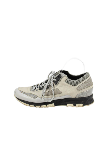 Lanvin Mens Suede Leather Lace Up Athletic Sneakers Shoes Beige Size 7