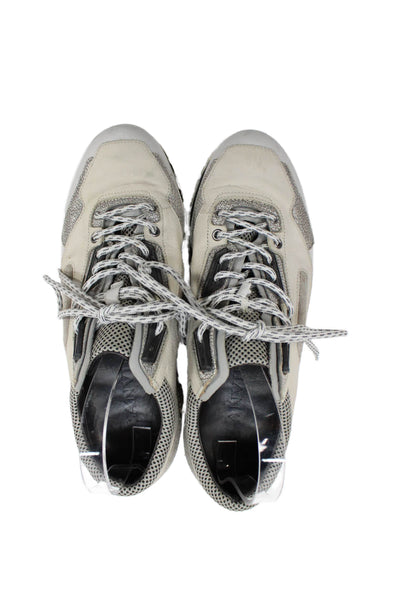 Lanvin Mens Suede Leather Lace Up Athletic Sneakers Shoes Beige Size 7