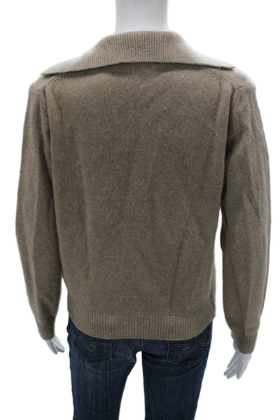 Almina Womens Pullover Sweater Beige Wool Blend Collared Long Sleeve Size S