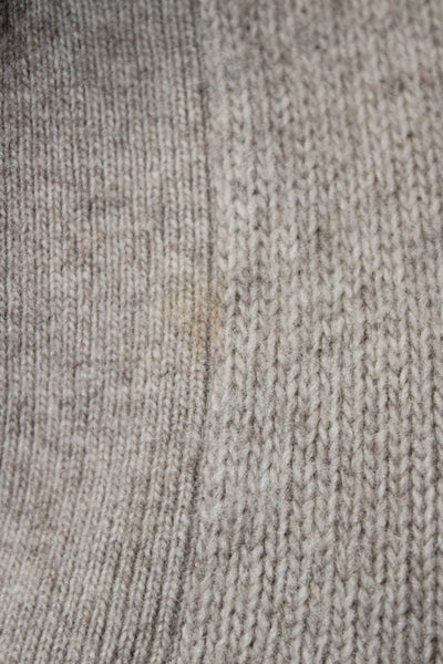 Almina Womens Pullover Sweater Beige Wool Blend Collared Long Sleeve Size S