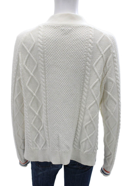 Kule Womens V-Neck Cotton Pullover Sweater White Long Sleeve Size S