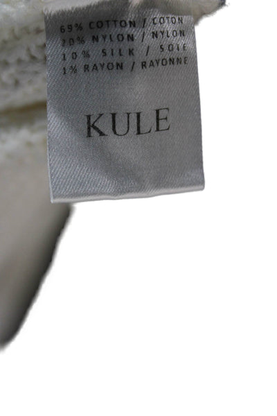 Kule Womens V-Neck Cotton Pullover Sweater White Long Sleeve Size S