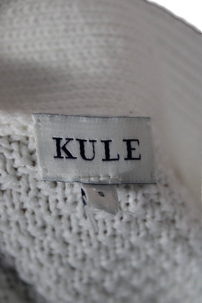 Kule Womens V-Neck Cotton Pullover Sweater White Long Sleeve Size S