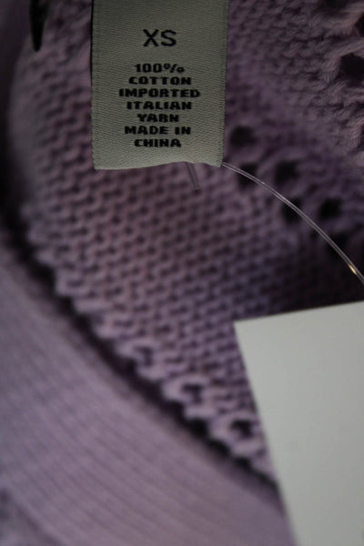 Cotton By Autumn Cashmere Women Purple Striped Cardigan V-Neck Size XS