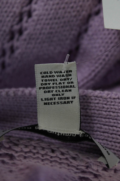 Cotton By Autumn Cashmere Women Purple Striped Cardigan V-Neck Size XS