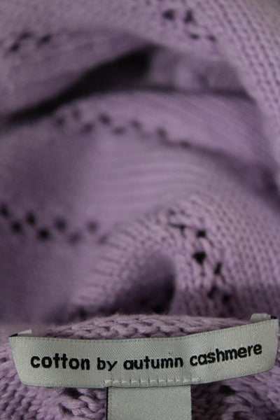 Cotton By Autumn Cashmere Women Purple Striped Cardigan V-Neck Size XS