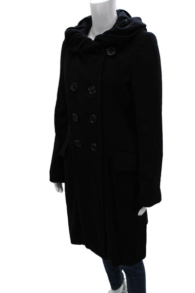 BCBGMAXAZRIA Women Black Wool Overcoat Button Long Sleeve Size S