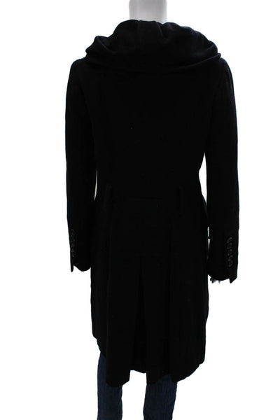 BCBGMAXAZRIA Women Black Wool Overcoat Button Long Sleeve Size S