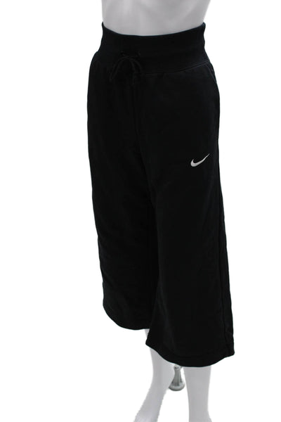 Nike Womens Black Sweatpants Drawstring 80% Cotton Size M