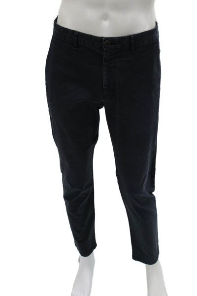 Theory Mens Blue Cotton Chino Pants Button Closure Size 32