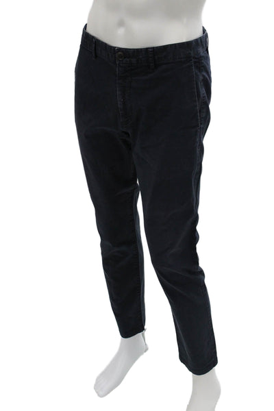 Theory Mens Blue Cotton Chino Pants Button Closure Size 32