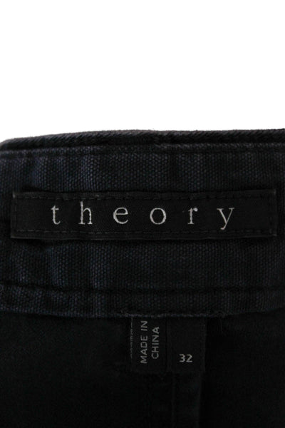 Theory Mens Blue Cotton Chino Pants Button Closure Size 32