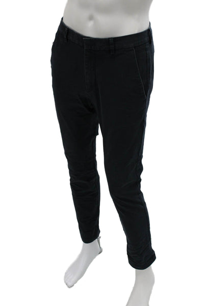 Boss Hugo Boss Mens Blue Cotton Chino Pants Zip Closure Size 30