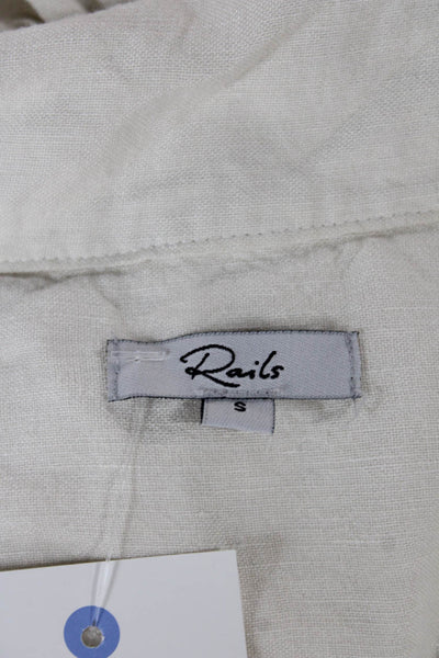 Rails Women Romper One Piece Ivory Collared Short Sleeve Rayon Button Size S