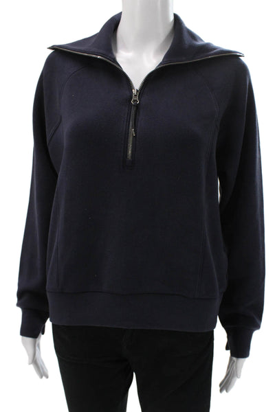 SPANX® Womens Pullover Sweatshirt Blue Modal Collared Zip Long Sleeve Size XS