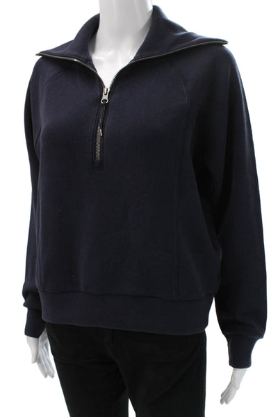 SPANX® Womens Pullover Sweatshirt Blue Modal Collared Zip Long Sleeve Size XS