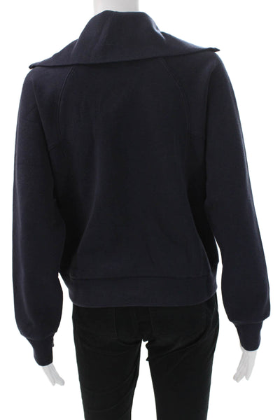 SPANX® Womens Pullover Sweatshirt Blue Modal Collared Zip Long Sleeve Size XS