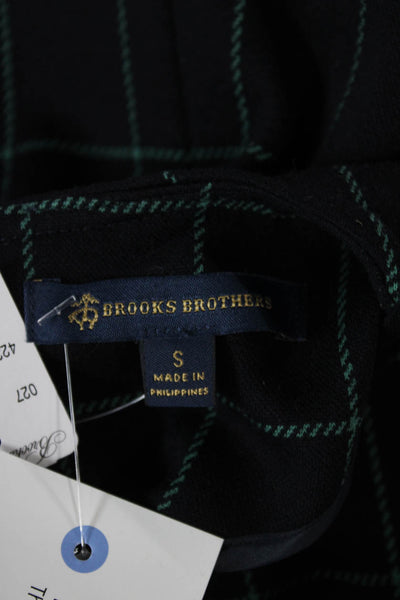 Brooks Brothers Womens Shift Dress Blue Check Long Sleeve Zip Size S