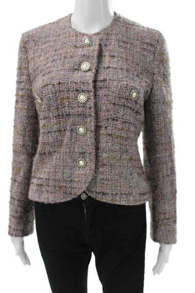 Jaeger Womens Basic Tweed Check Jacket Button Long Sleeve Size 6