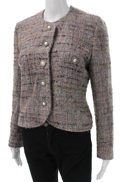 Jaeger Womens Basic Tweed Check Jacket Button Long Sleeve Size 6