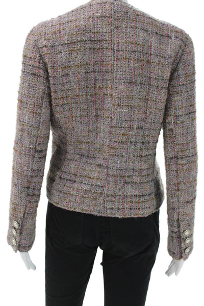 Jaeger Womens Basic Tweed Check Jacket Button Long Sleeve Size 6