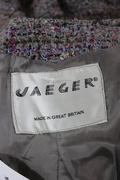 Jaeger Womens Basic Tweed Check Jacket Button Long Sleeve Size 6