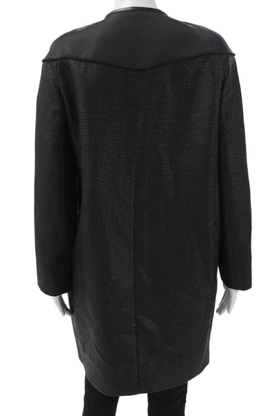 Missoni Womens Black Sheepskin Leather Striped Basic Jacket Size 40
