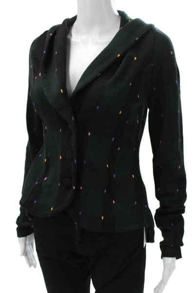 HWR Anthropologie Women Green Check Long Sleeve Basic Jacket Size S