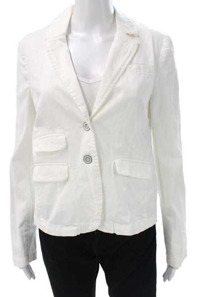 Hei Hei Women Blazer White Cotton Spandex Long Sleeve Button Size S