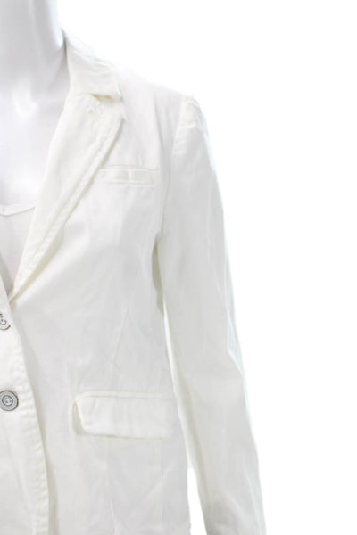 Hei Hei Women Blazer White Cotton Spandex Long Sleeve Button Size S